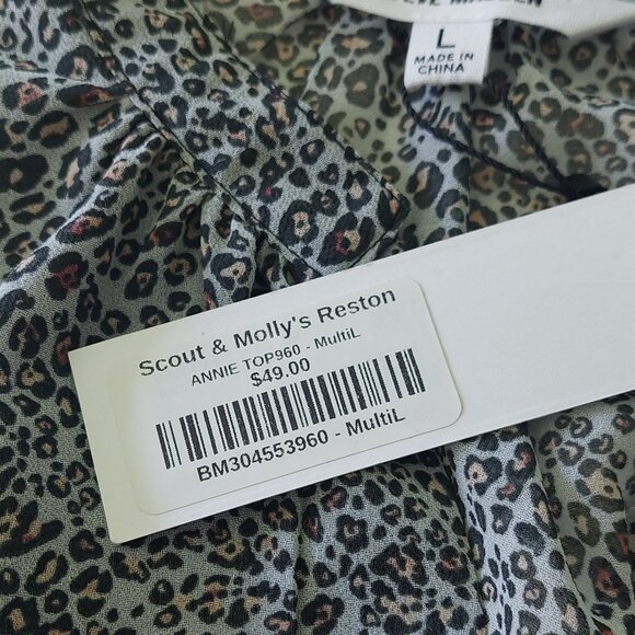 Steve Madden Ruffle Sleeve Animal Print Blouse Women's Size L - Picture 11 of 14